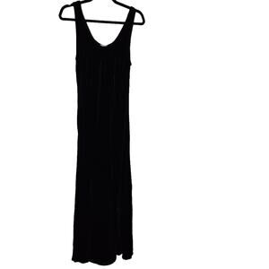 Handwritten Dress Womens Black Crushed Velvet Velour Sleeveless Maxi Large Goth